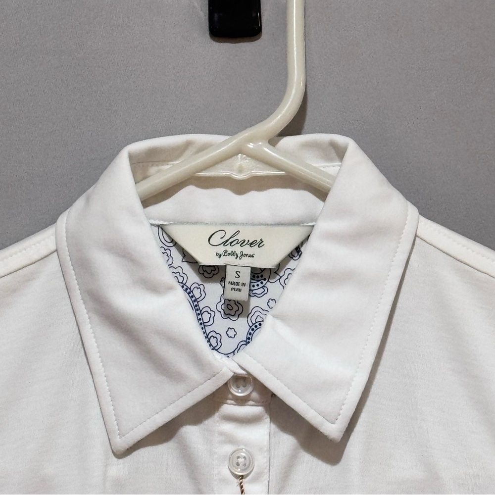Clover Bobby Jones Womens Solid Supreme Short Sleeve Polo Shirt White Size S NWT - Picture 4 of 16